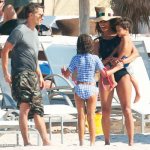 The actress with her daughter Nala, son Maceo and Olivier on vacation in Mexico, March 2016