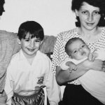 Levan Gorozia with his parents and younger brother